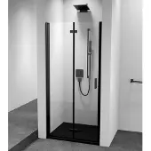 Hak Zoom Black Nis douchedeur 70cm, helder glas, links