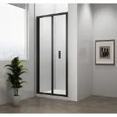 Polysan Easy Black Invouwbare douchedeur 90cm, helder glas
