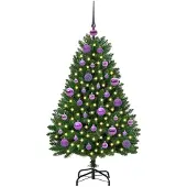 vidaXL Kunstkerstboom 120 cm 150 LED's Warmwit PVC en Staal Groen