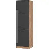 Vicco Hoge kast Fame-Line, Antraciet Hoogglans/Goudkleurig Eiken, 60 cm