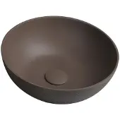 Hak Sapho FORMIGO betonnen wasbak, opzetmodel, diameter 39 cm, donkerbruin, mat afwerking