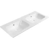 Sapho Areca Dubbel kunstmarmeren wastafel, 121x51,5cm, wit