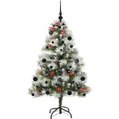 vidaXL Kunstkerstboom Groen en wit 150 cm PVC en Metaal en Plastic