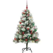 vidaXL Kunstkerstboom Groen en wit 150 cm PVC en Metaal en Plastic