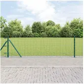 vidaXL Hekpaal met betonnen voet 26 st Groen Gepoedercoat staal