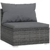 vidaXL 7-delige Loungeset met kussens poly rattan grijs