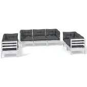vidaXL 7-delige loungeset voor de tuin met kussens, gemaakt van massief grenenhout