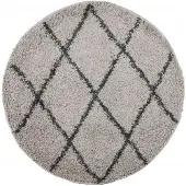 vidaXL Vloerkleed PAMPLONA shaggy hoogpolig Ø 100 cm beige antraciet