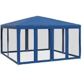 vidaXL Partytent met 8 mesh-zijpanelen, blauw, 4x4 meter, HDPE