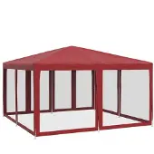 vidaXL Partytent met 8 mesh-zijpanelen, rood, 4x4 meter, HDPE