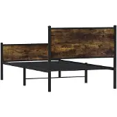 vidaXL Bedframe zonder matras metaal gerookt eikenkleurig 107x203 cm