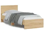 vidaXL Bedframe met hoofdbord zonder matras sonoma eiken 90x200 cm
