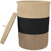 vidaXL Opbergmand met deksel Ø 37x50 cm katoen zwart en beige