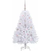 vidaXL Kunstmatige Hinged Kerstboom Wit 120 cm PVC en Staal