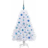 vidaXL Kunstmatige Hinged Kerstboom Wit 120 cm PVC en Staal