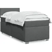 vidaXL Boxspring met matras stof donkergrijs 100x200 cm