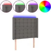 vidaXL Hoofdbord LED 103x16x118/128 cm kunstleer grijs