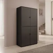 Meubella - Deacon - Schoenenkast - Zwart - 70x33x131 cm
