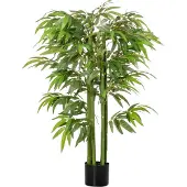 HOMCOM - Kunstplant - Zijden Doek - Kunststof - Groen