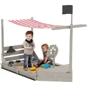 Outsunny - Zandbak - met zonnedak - incl. kinderspeelkeukenset