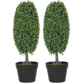HOMCOM Kunstmatige Topiaries Kunststof, cement Diameter 17,5 cm x 60 cm hoog Groen