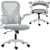HOMCOM -bureaustoel - mesh (100% polyester) - 73x62x111cm - lichtgrijs