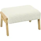 HOMCOM Voetenkrukje Polyester, rubberhout 70L x 46B x 40H cm Crèmewit
