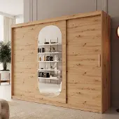 Meubella - Kledingkast Bodhi - Eiken - 250 cm - Met spiegel
