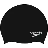 Speedo Junior Plain Molded Silikon Badekappe, Schwarz