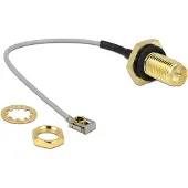 DeLOCK MHF I LK (v) - RP-SMA (v) kabel met afdichtring - Micro Coax (1,13 mm) - 50 Ohm / grijs - 0,10 meter