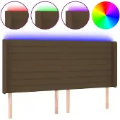 vidaXL Hoofdbord LED 163x16x118/128 cm stof donkerbruin