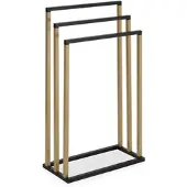 Idimex Handdoekhouder KUNO met 3 stangen, zwart/goud