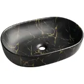 Sapho Caleo Keramische opbouwwastafel, 60x42cm, portoro marmer