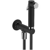 Hak Sapho wanddouche met handdouche en veiligheidsslot, rond, mat zwart