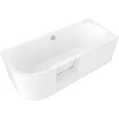 Hak Portas R-vormig asymmetrisch bad met deur, 180x75x60cm, wit