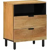 vidaXL Nachtkastje 50x33x60 cm massief mangohout bruin