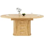 MODFU Uitschuifbare Eettafel - Opbergruimte - MDF - Naturel Hout