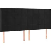 vidaXL Hoofdbord met randen 183x16x118/128 cm fluweel zwart