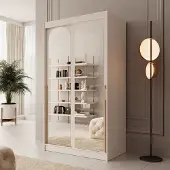 Meubella - Moniq - Kledingkast 2 schuifdeuren - Beige - 120x65x215 cm