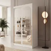 Meubella - Moniq - Kledingkast 2 schuifdeuren - Wit - 120x65x215 cm