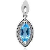 Cavill - Marquise Topaas Hanger - 1,116 ct Blauwe Topaas - 925 Sterling Zilver - 18 Zirkonia's 0,292 ct - Elegante Blauw Sieraden