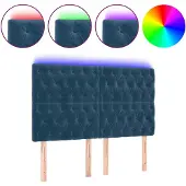 vidaXL Hoofdbord LED 160x7x118/128 cm fluweel donkerblauw