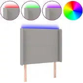 vidaXL Hoofdbord LED 103x16x118/128 cm stof lichtgrijs