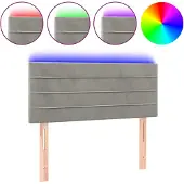vidaXL Hoofdbord LED 100x5x78/88 cm fluweel lichtgrijs