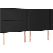 vidaXL Hoofdbord met randen 203x16x118/128 cm kunstleer zwart