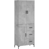 vidaXL Hoge kast, betonkleur, 69,5 x 34 x 180 cm, houtvezelplaat
