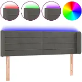 vidaXL Hoofdbord LED 147x16x78/88 cm fluweel donkergrijs