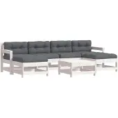 vidaXL 7-delige loungeset voor de tuin met kussens, wit, massief hout