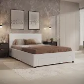 Meubella - Tweepersoonsbed Suente - Wit Teddystof - 140x200 cm