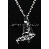 MOOYE ® - Collectie Zilveren Zeilboot met kajuit ketting hanger - 2